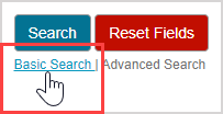 The Basic Search link is underneath the Search button.